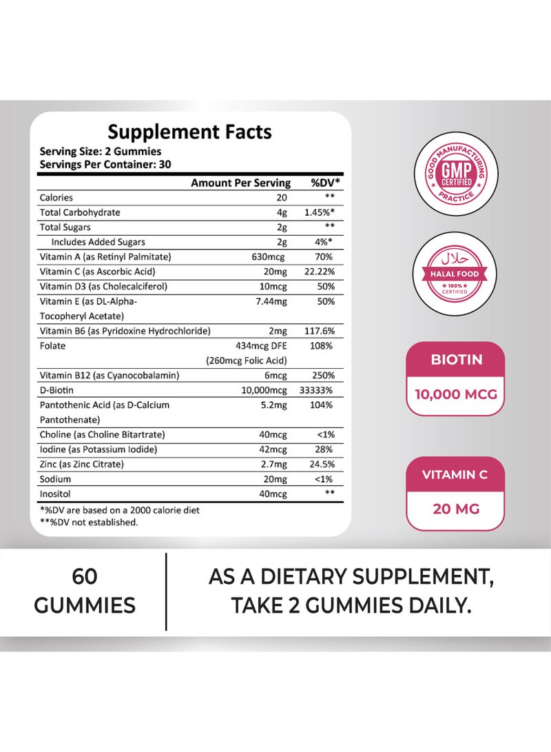 Lilfull Hair Vitamins for Hair Growth – 10000mcg Biotin 60 gummies - Image 2